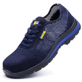 summer work shoes with protection security men's breathable safety lightweight work with steel toe work sneakers MartLion GH605 Blue 36 