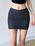 Slim Dot Printed Bodycon Skirt Casual Basic Mid-Waisted Super Mini Skirts Women Summer Streetwear Lady MartLion   