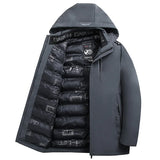 Autumn Winter Men's Casual Thicken Windproof Hooded Jackets Winter Warm Multi-Pocket Detachable Hat Jackets Coat MartLion Grey M 