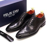 Handmade Men's Wingtip Oxford Shoes Genuine Calfskin Leather Brogue Dress Classic Formal Shoes MartLion   