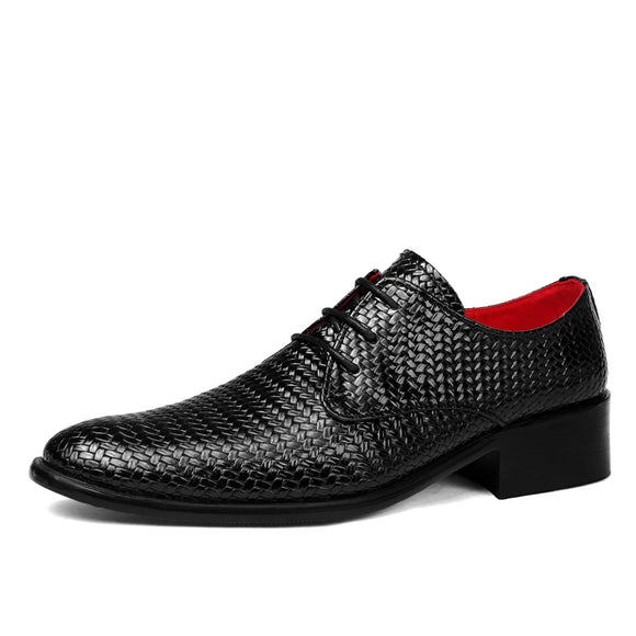 Men's Dress shoes Solid Color Formal Office Lace up Party Wedding Leather MartLion black 38 