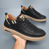 Spring Autumn Cow Leather Causal Sneakers for Men's Designer Sports Shoes Solid Color Board MartLion   