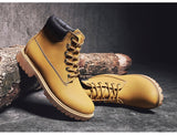 Yellow Men's Tooling Boots Casual Leather Ankle Couple Winter Shoes Women Motorcycle Mart Lion   