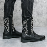 Men's Winter Crocodile Pattern Boots Trends Embroider Versatile Comfort Soft Sole Driving MartLion   