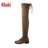 Slim Fit Thighs Over-the-Knee Long Boots Women Low Heel Concise Elastic Boots Retro Shoes Ladies Mart Lion Khaki 34 China