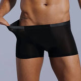 men's transparent underwear boxer Shorts Trunks ice silk Male panties underpants Gay underwear penis MartLion 490Black XL 