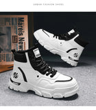 White Winter Work Short Boots for Men British  Motorcycle Boots Outdoor Sports Casual Shoes