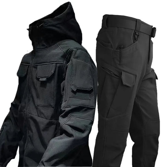 Men's Winter Fleece Army Military Tactical Waterproof Softshell Jackets Coat Combat Pants Fishing Hiking Camping Climbing Trousers MartLion   
