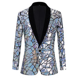 Luxury Laser Sequin Tuxedo Blazer Jacket Men's One Button Shawl Lapel Dress Suit Blazer Party Stage Prom Singer Homme MartLion   