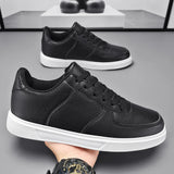 Classic Leather Men's White Casual Shoes Breathable Comfort Sneakers Outdoor Walking Running Couple Footwear MartLion Black 44 