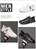 Men's Genuine Leather Casual Shoes Autumn Checkered Flats Skateboard Street Trend Leather Sneakers Mart Lion   