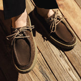 Men's Classic Retro Casual Shoes Lace-up Cow Suede Genuine Leather Driving Flats Outdoor Oxfords Mart Lion   