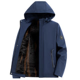 Winter Men's Plush Thicken Windproof Hooded Jackets Winter Warm Detachable Hat Men's Jackets Coat MartLion Navy S 