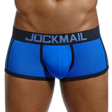 Classic Men's Underwear Sporty Breathable Mesh Boxer Briefs Transparent Underpants Gay Sissy Shorts MartLion 405blue M 