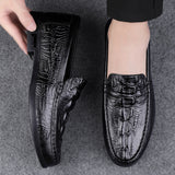 Genuine Leather Men's Loafers Slip On Casual Footwear Moccasins Winter Shoes With Mart Lion   