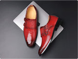 Men's Casual Shoes Snakeskin Grain Microfiber Leather Slip-on Buckle Dress Office Oxfords Party Wedding Flats Mart Lion   