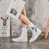  Casual Elevated Canvas Shoes with Inner Zipper Mid Sleeve Women's Women Sneakers MartLion - Mart Lion