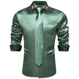Men's Shirts Long Sleeve Stretch Satin Social Dress Paisley Splicing Contrasting Colors Tuxedo Shirt Blouse Clothing MartLion CY2262-N8025-XZ 2XL 