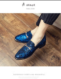 Colorful Pattern Men's Dress Shoes Pointed Slip-on Casual Leather Wedding MartLion   