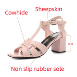 Summer Elegant High Heel Women's Sandals with Genuine Leather Slope Heel Buckle Luxury Party Shoes Wedding Office MartLion   