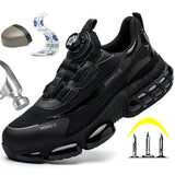 Rotating Button Men Safety Shoes Protective Sneakers Steel Toe Cap Anti-smash Work Shoes Indestructible Boots MartLion   