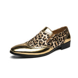 British Style Golden Lepoard Shoes Men's Luxury Dress Pointed Toe Leather Casual zapatos de vestir MartLion golden 8227-12 38 CHINA