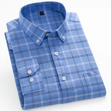 Men's Long Sleeve Plaid Checkered Heavy Cotton Shirt Single Patch Pocket Casual Shirts MartLion 8186-36 41 