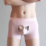 Funny Men's Boxer Panties Summer Ice Silk Underpants Breathable Briefs Bog Quick-Drying Boxershorts Cartoon Underwear Mart Lion Pink 2XL 