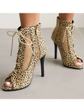 Dance Shoes High Heels 10cm Party Ballroom Boots for Girl Modern Summer Latino Rubber Soles MartLion Leopard grain 10cm 34 