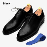 Luxury Classic Men's Oxford Dress Shoes Whole Cut Genuine Leather Handmade Lace-up Formal Wedding Office MartLion Black EUR 38 