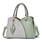 PU Leather Large Capacity Woman Handbag Grid Shoulder Bag Casual Luxury Designer Patchwork Crossbody Pack Mart Lion green  NVBAO92 27.5x13x19.5cm 