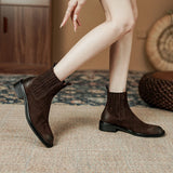 Autumn Women Boots Brown Chelsea Genuine Leather Shoes Winter Retro Leather Ladies MartLion   