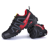 Rubber Men's Sneaker Anti-Skid Mountain Hiking Boots Wear-Resistant Shoes Elastic Rope Hiking Shoes for Climbing Sport Mart Lion Black red 38 China