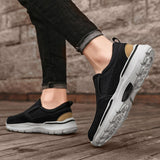 Leather Men's Casual Shoes Brown Black Slip On Sneakers Outdoor Jogging Lightweight Running Sport Mart Lion   