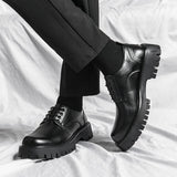 Platform Big Head Leather Young Men's Dress Wedding Party Formal Casual Designer Thick Sole Shoes White Low Top MartLion   
