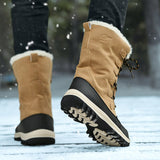 Winter Men's Warm Plush Fur Snow Boots Ankle Casual Motorcycle Waterproof Cowboy Mart Lion   