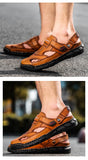 Classic Men's Sandals Summer Soft Leather Beach Outdoor Casual Lightweight Shoes Mart Lion   