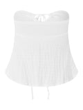 Strapless Off Shoulder  Tube Tops for Women  Front Tie-up Ruffles Summer Party MartLion   