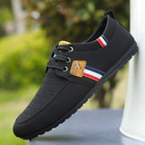 Men's Casual Shoes Brand Breathable British Sneakers Lace Up Soft Flats Driving White Black Peas Mart Lion   