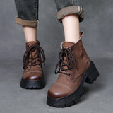 Suede Cow Leather Moccasins Rubber Soled Lofers Women Ankle Boots Chunky Sneaker Shoes MartLion