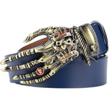 Heavy Metal Buckle Skull Hand Bone Claw Belt Ghost Hip Hop Rock Style Waistband MartLion Golden with Blue 105cm 