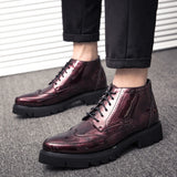 Leather Shoes Sneakers High-top Shoes Casual Boots Canvas Outdoor Men's MartLion Red 9.5 
