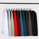 Men's t-Shirt 180g Cotton Shirt Solid Color Long-Sleeved Loose Round Neck Bottoming Tops Tees