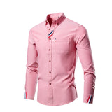 Casual Cotton Soft Thin Men's Shirts Slim Fit Luxury Long Sleeve Shirt Lapels Outwear Streetwear MartLion Red XXXL 