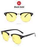 Semi-Rimless Night Vision Glasses for Driving Men's Yellow Polarized Lens Goggles Classic Square Driving Women Eyeglasses MartLion   