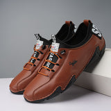 Casual Sports Shoes Genuine Leather Non Slip Soft Bottom Stitching Breathable Outdoor Hiking Luxurious Men's Social Mart Lion   