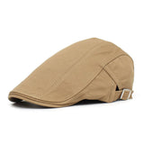 Solid color cotton front cap men's casual cap classic beret MartLion kaki  
