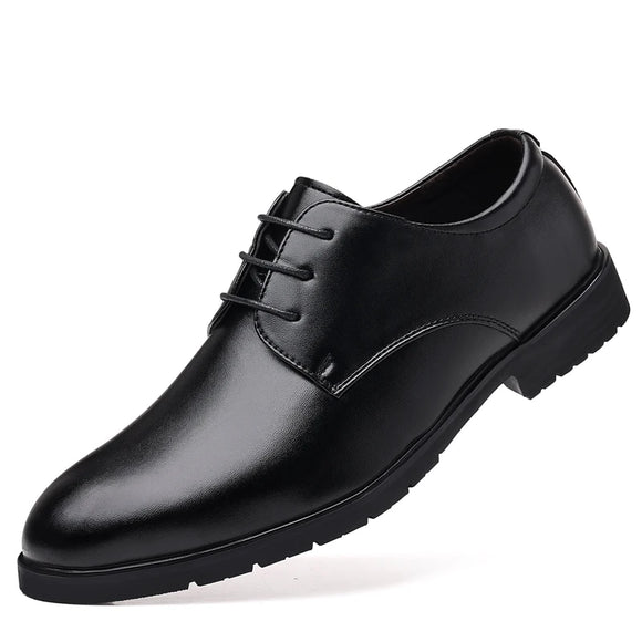 Formal Leather Men's Dress Shoes Breathable Casual Luxury Brand Lace-Up Non-slip Driving MartLion black 38 