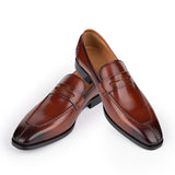 Men's Leather Casual Shoes High-end Leather Handmade Daily Dating Slip-On Wedding Party Dress MartLion brown 39 