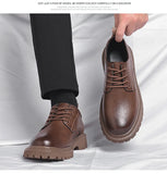 Men's Retro Casual Leather Shoes Cowhide Platform Big Head Platform Form British Style Low Work MartLion   